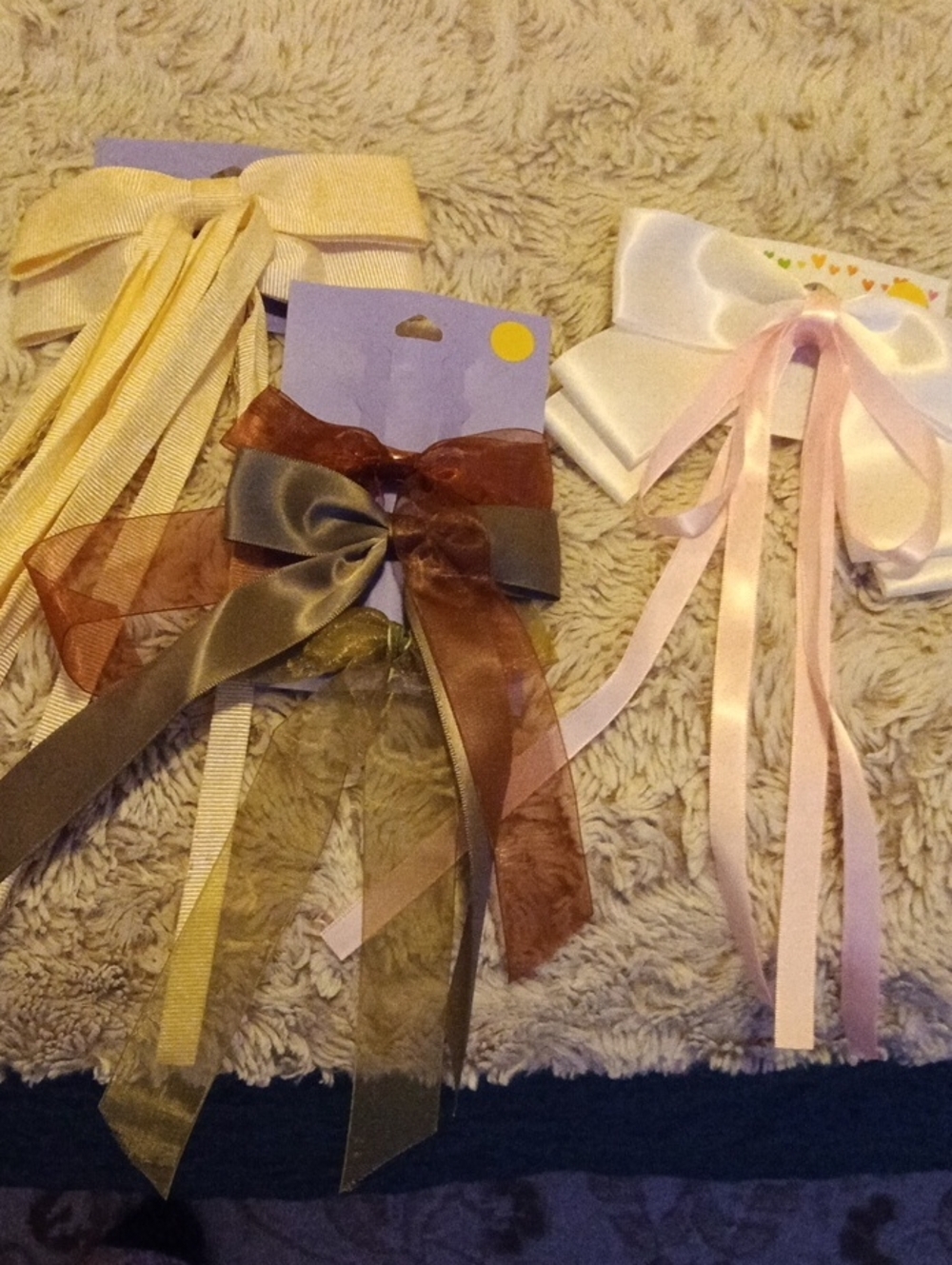 Claire's Ribbon Hair Bows in Pink, Cream, Gold, Brown, Gray
